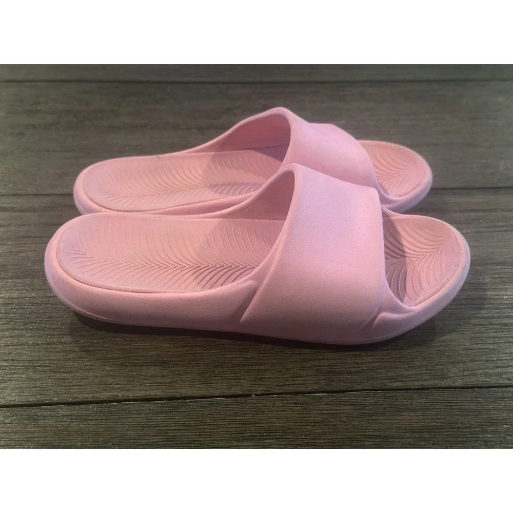 Girls Pink All In Motion Slides Sandals Beach Comfort Vacation Sz 13 Casual